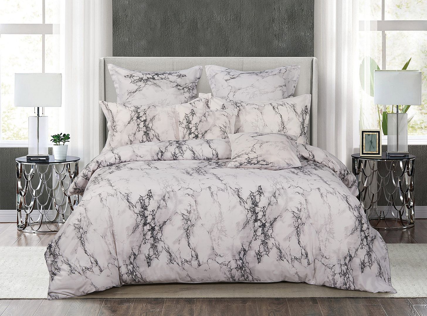 Marble Super King Size Duvet Doona Quilt Cover Set - Home & Garden > Bedding - Bedzy Australia