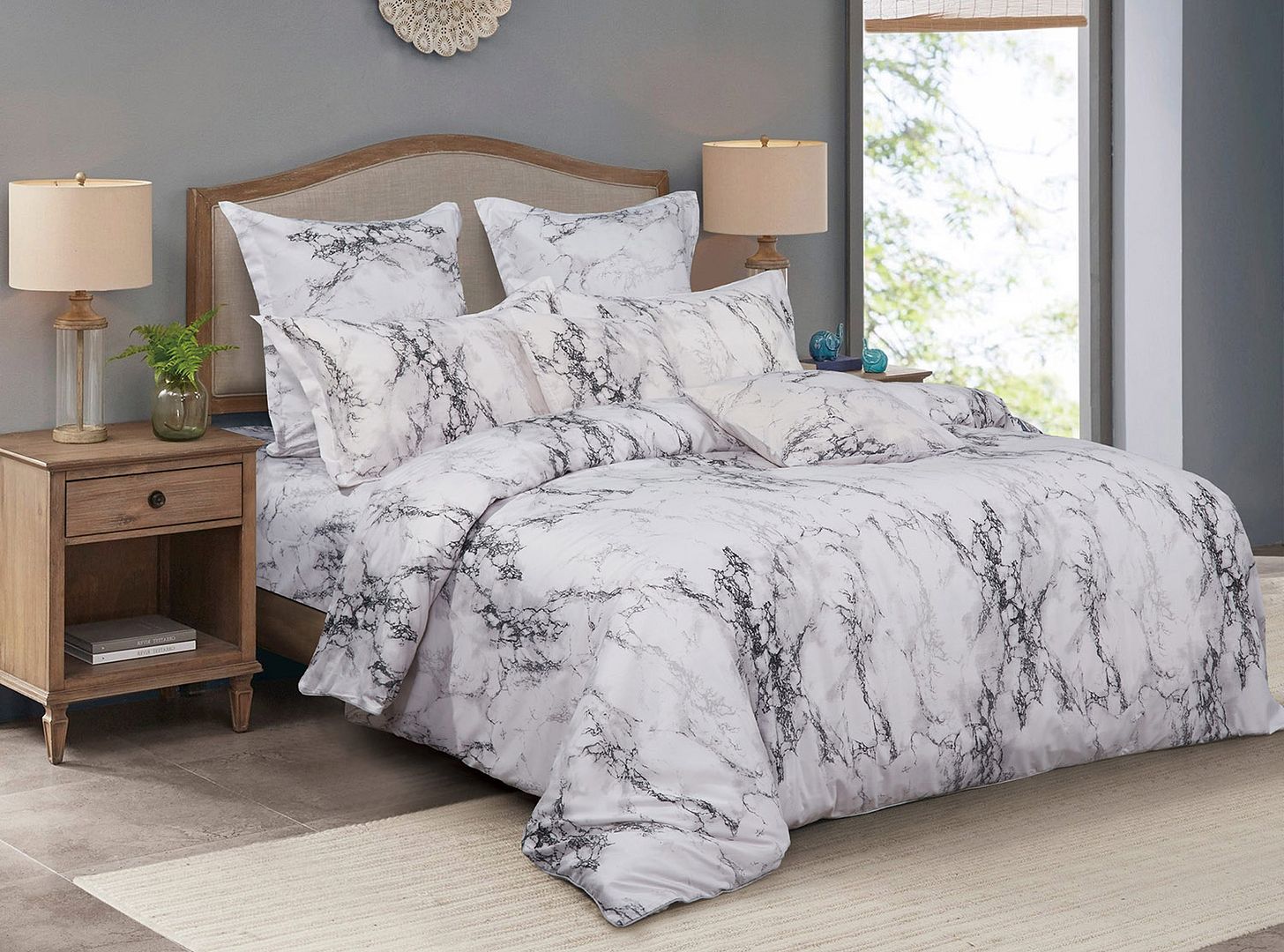 Marble Super King Size Duvet Doona Quilt Cover Set - Home & Garden > Bedding - Bedzy Australia