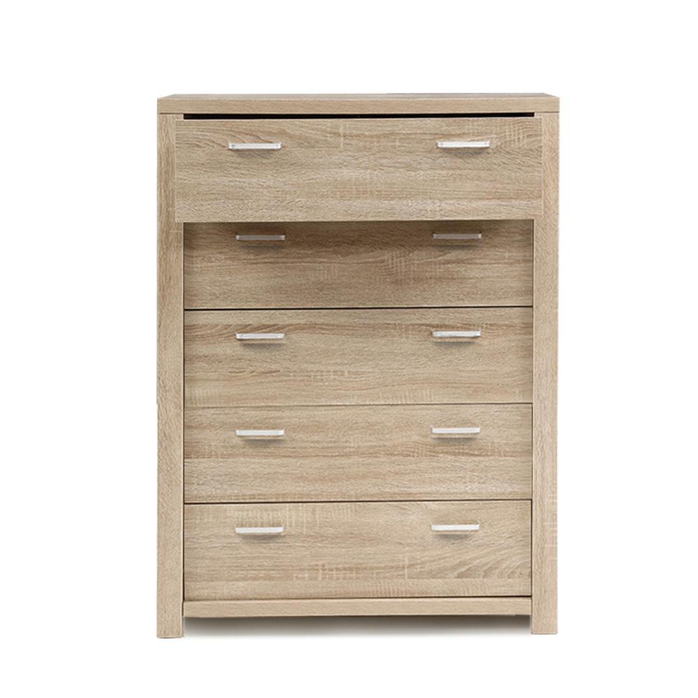 Maxi 5-drawer Tallboy Oak - Bedzy Australia