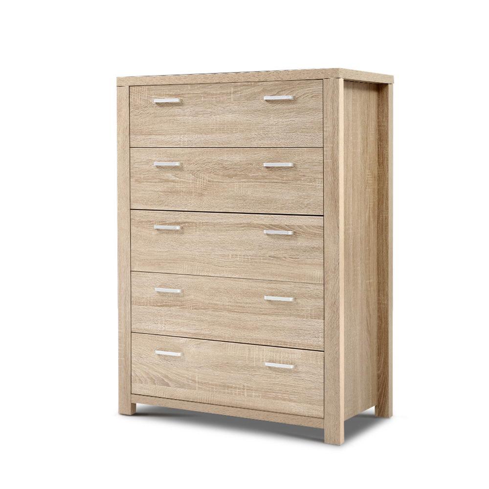 Maxi 5-drawer Tallboy Oak - Bedzy Australia