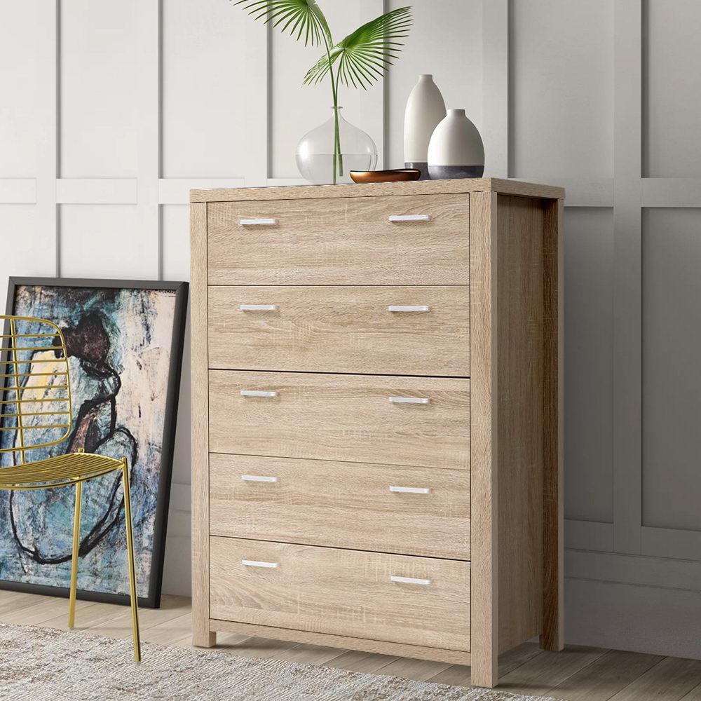 Maxi 5-drawer Tallboy Oak - Bedzy Australia