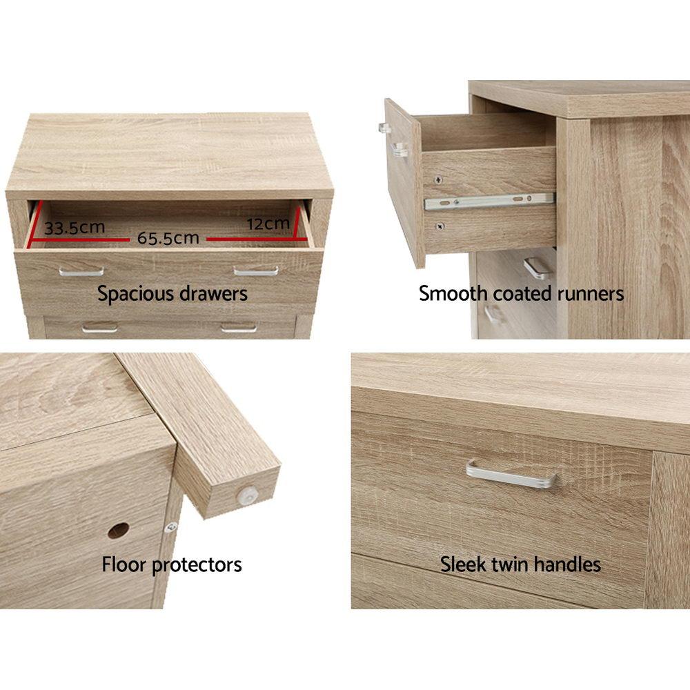 Maxi 5-drawer Tallboy Oak - Bedzy Australia