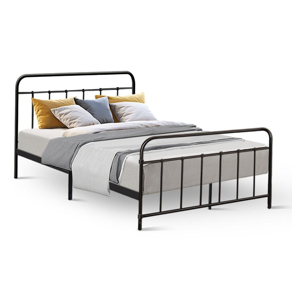 Metal Double Bed Frame Black - Bedzy Australia