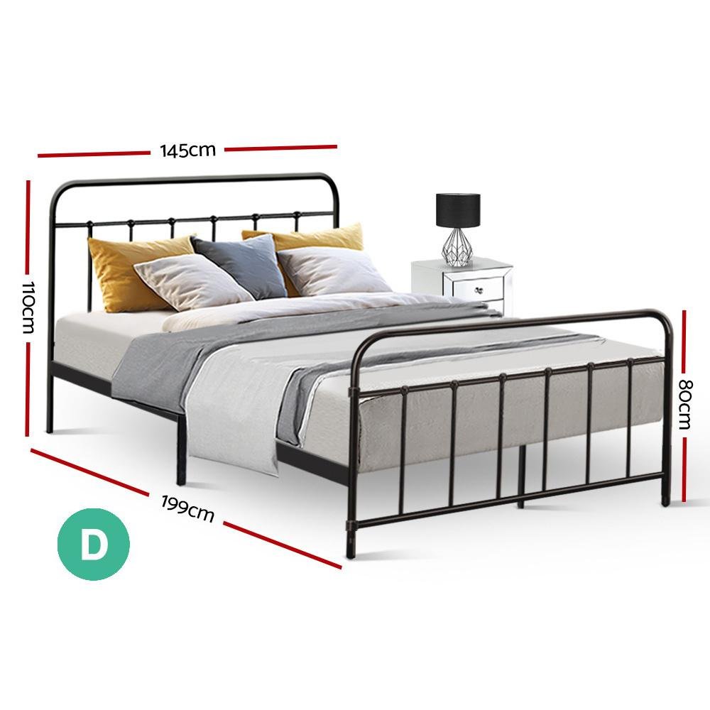 Metal Double Bed Frame Black - Bedzy Australia