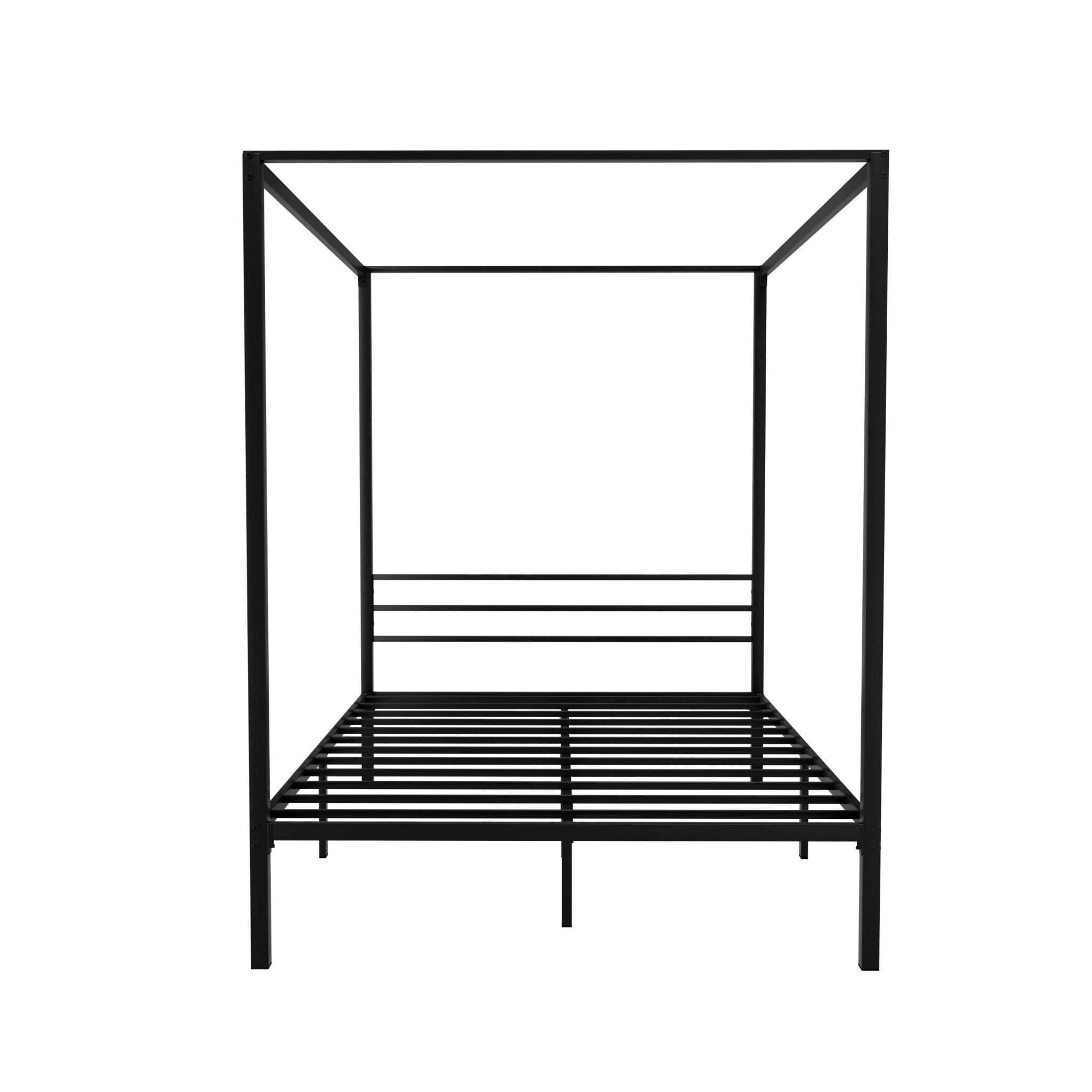 Metal Four Poster Double Size Bed Frame Black - Furniture > Bedroom - Bedzy Australia