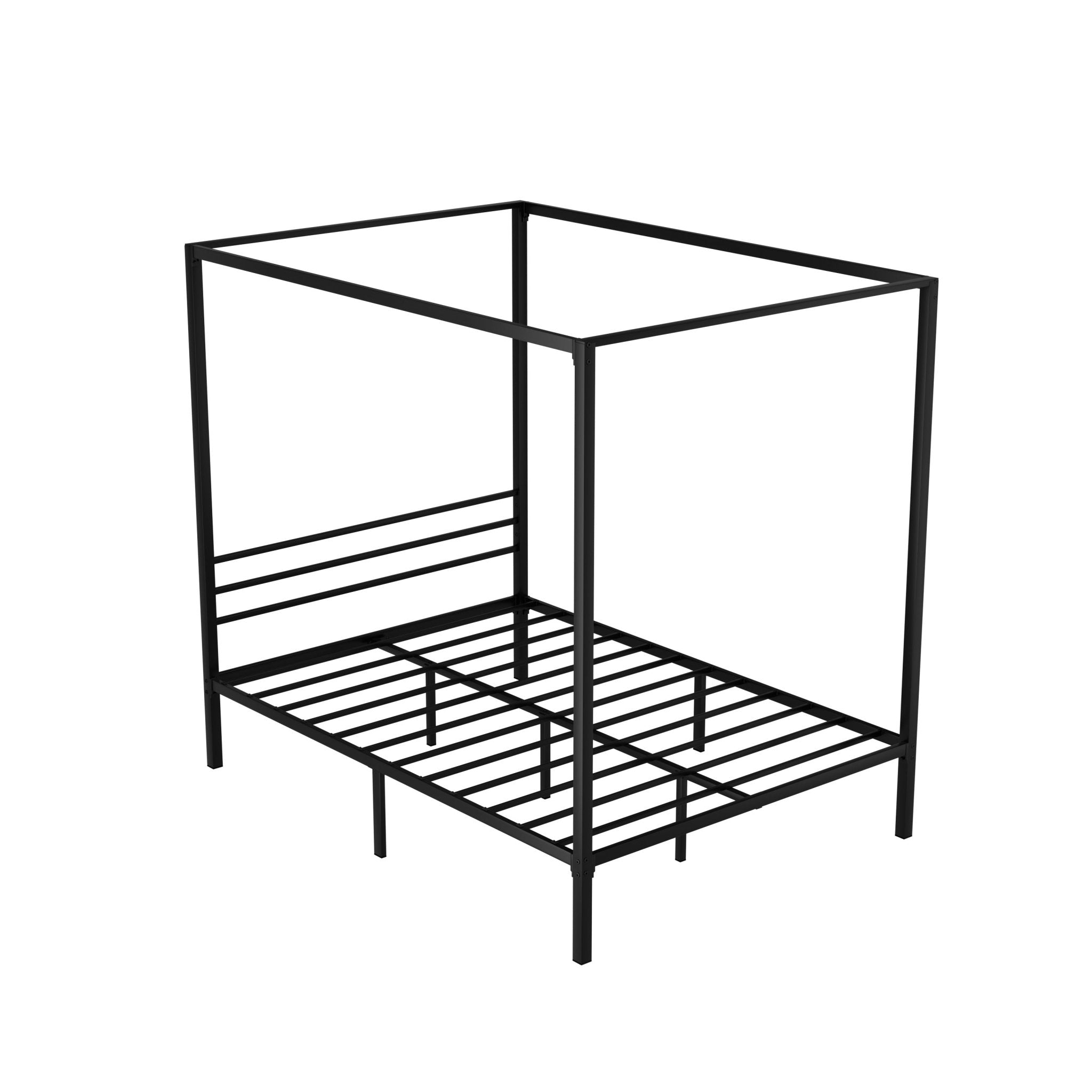 Metal Four Poster Double Size Bed Frame Black - Furniture > Bedroom - Bedzy Australia