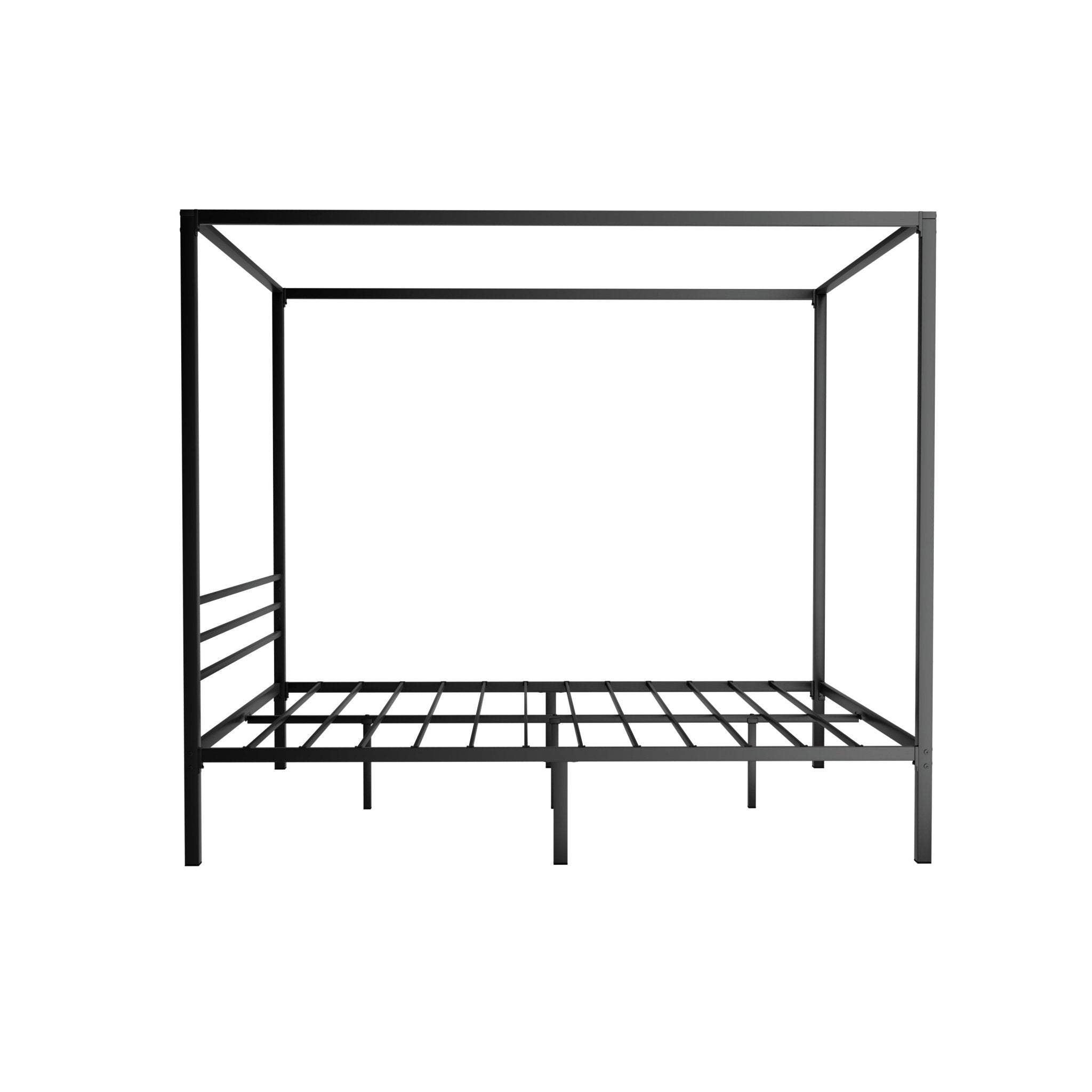 Metal Four Poster Queen Size Bed Frame Black - Furniture > Bedroom - Bedzy Australia