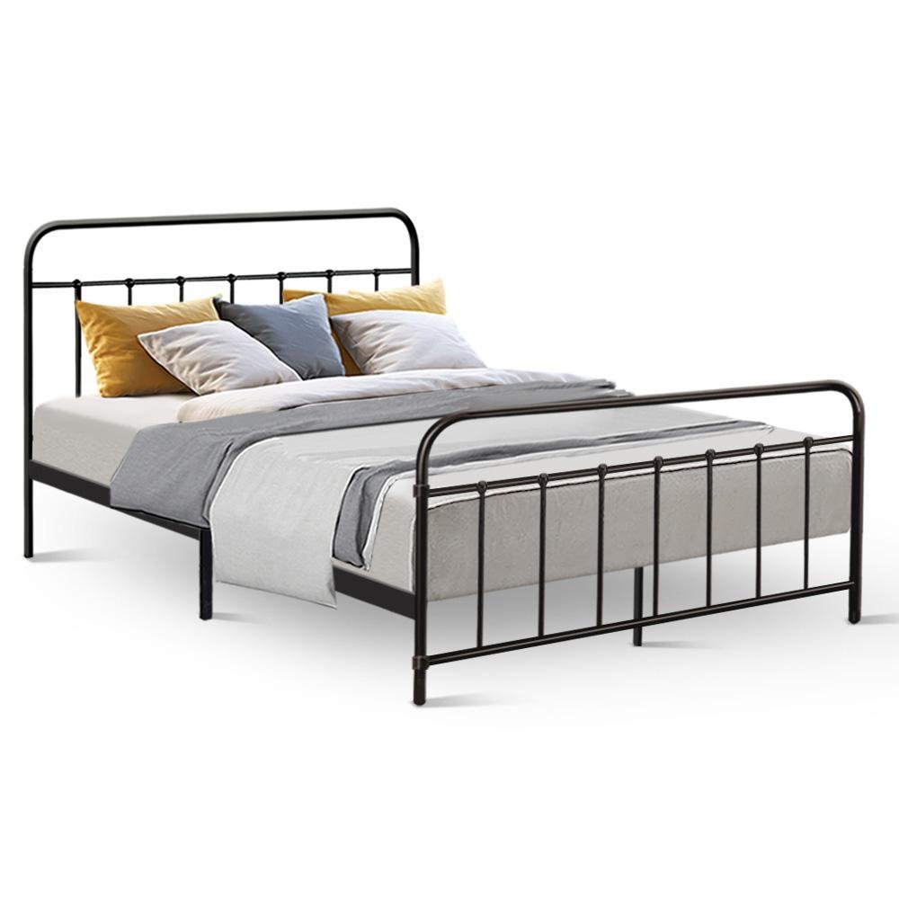 Metal Queen Bed Frame Black - Bedzy Australia