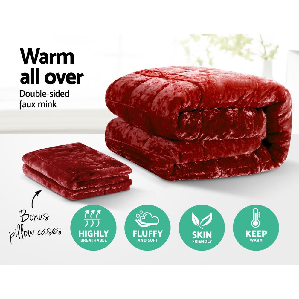 Mink Quilt King Size Burgundy - Home & Garden > Bedding - Bedzy Australia