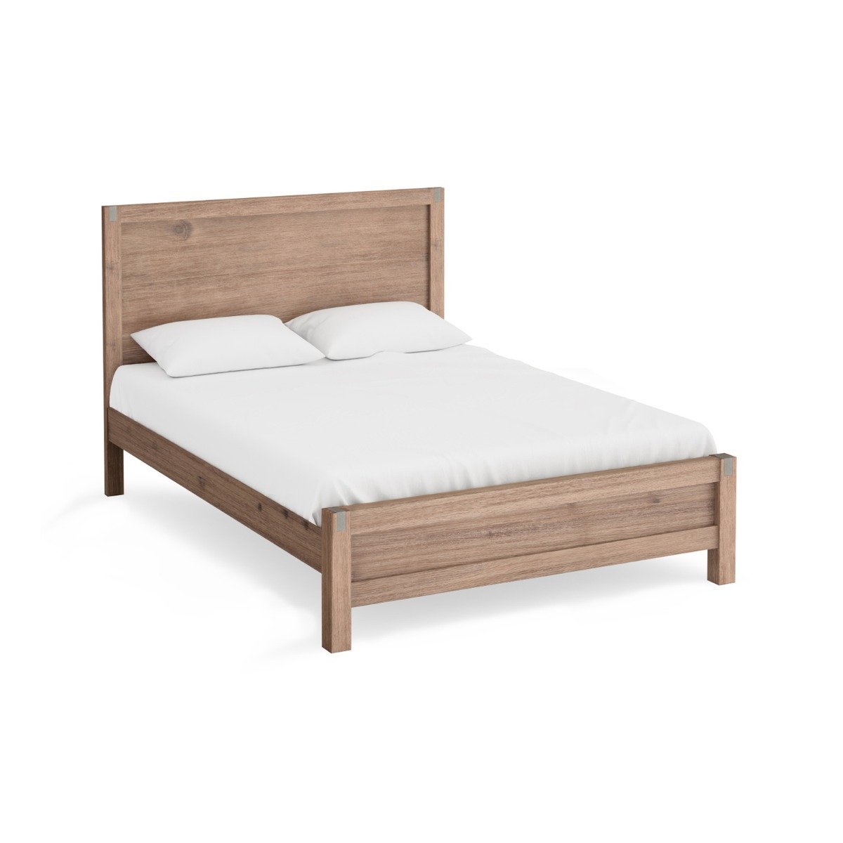 Bedzy Luxe Nowra Double Size Solid Wood Veneered Acacia Bed Frame - Oak - Bedzy Australia