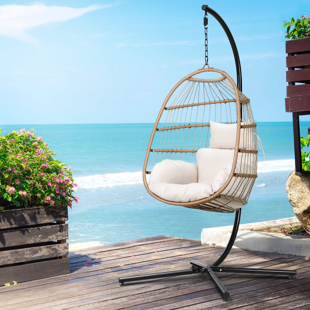 Outdoor Egg Swing Pod Chair Hammock with Stand Beach - Furniture > Outdoor - Bedzy Australia