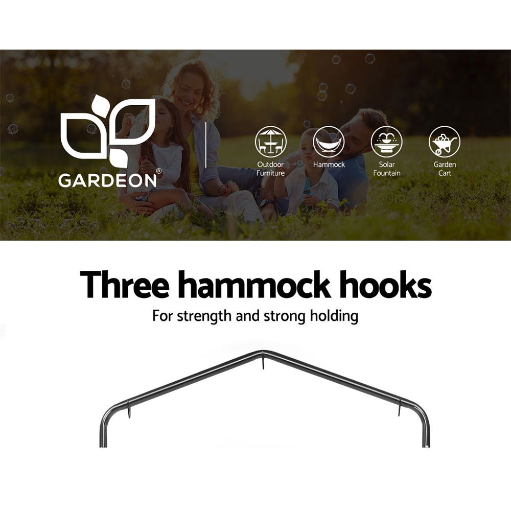 Outdoor Hammock Chair with Stand Cotton Swing Relax Hanging 124CM Cream - Furniture > Outdoor - Bedzy Australia