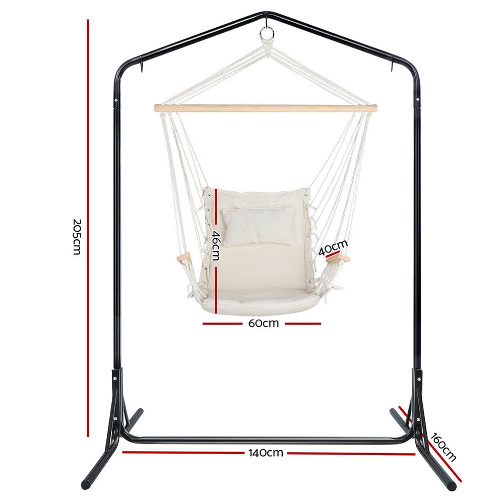 Outdoor Hammock Chair with Stand Swing Hanging Hammock Garden Cream - Furniture > Outdoor - Bedzy Australia