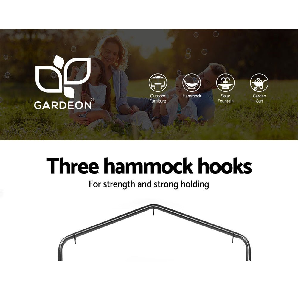 Outdoor Hammock Chair with Stand Tassel Hanging Rope Hammocks Grey - Furniture > Outdoor - Bedzy Australia