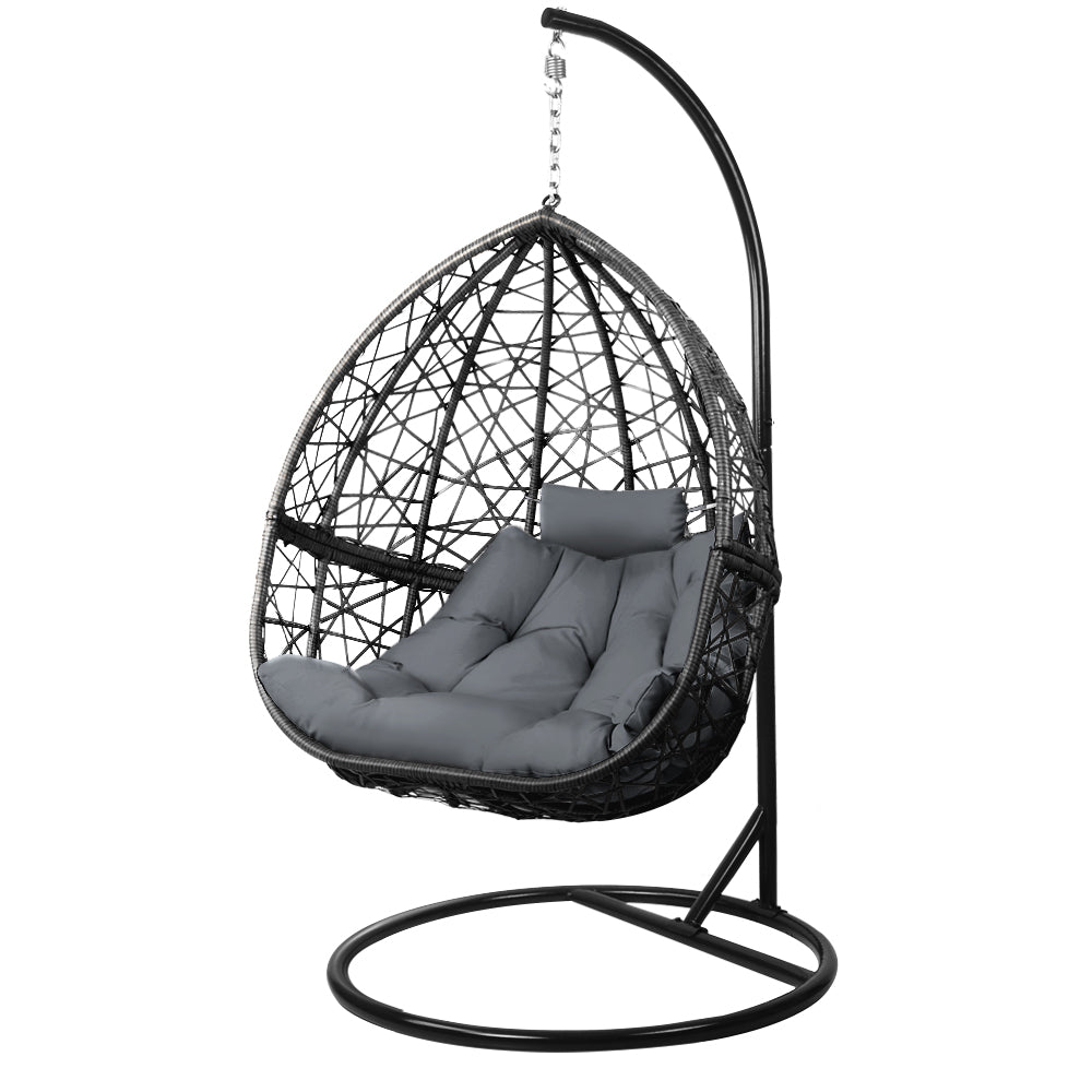 Outdoor Hanging Swing Chair Black - Home & Garden > Hammocks - Bedzy Australia