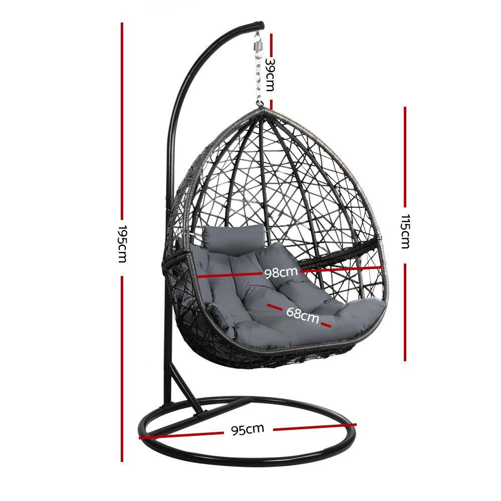 Outdoor Hanging Swing Chair Black - Home & Garden > Hammocks - Bedzy Australia