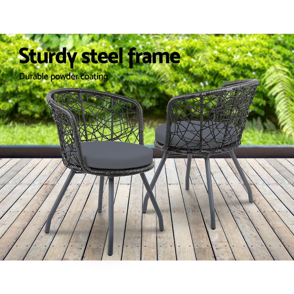 Outdoor Patio Chair and Table - Black - Furniture > Outdoor - Bedzy Australia