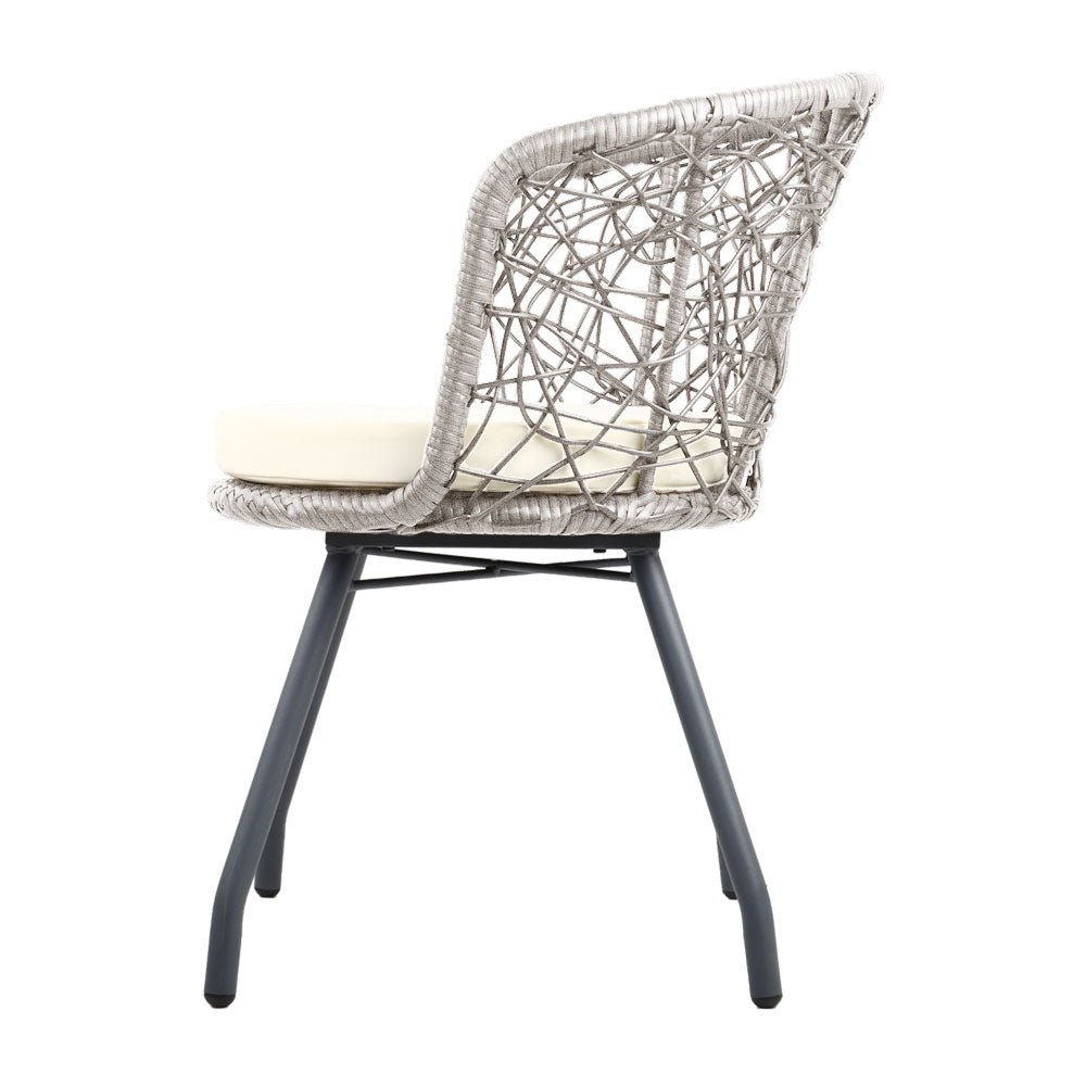 Outdoor Patio Chair and Table - Grey - Furniture > Outdoor - Bedzy Australia