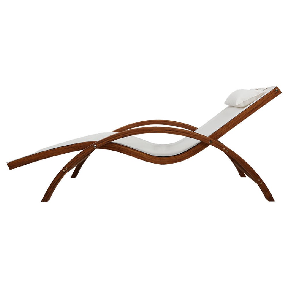 Outdoor Wooden Curved Sun Lounge Chair - Home & Garden > Garden Furniture - Bedzy Australia