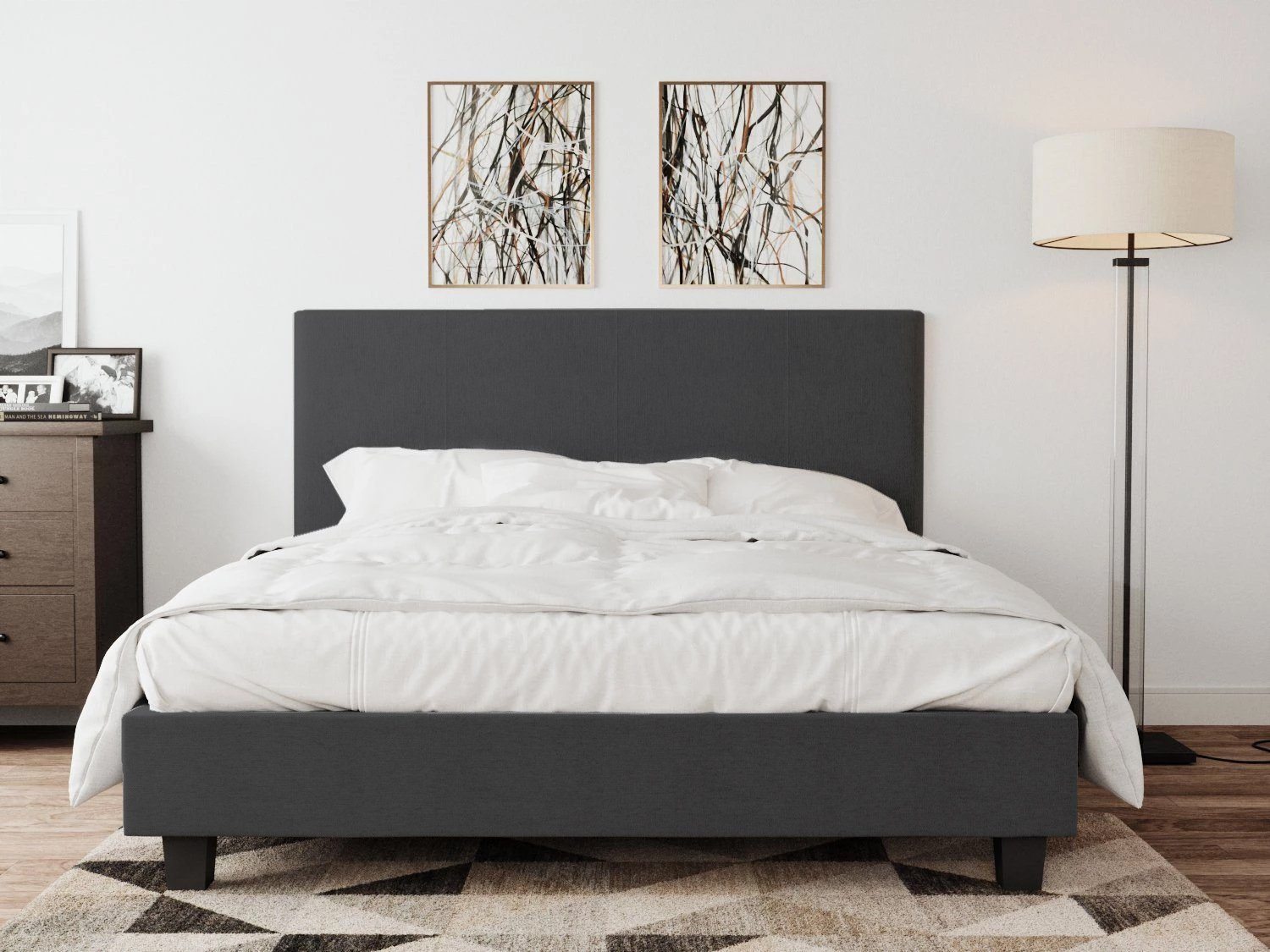 Palermo Bed Frame Charcoal Queen - Bedzy Australia