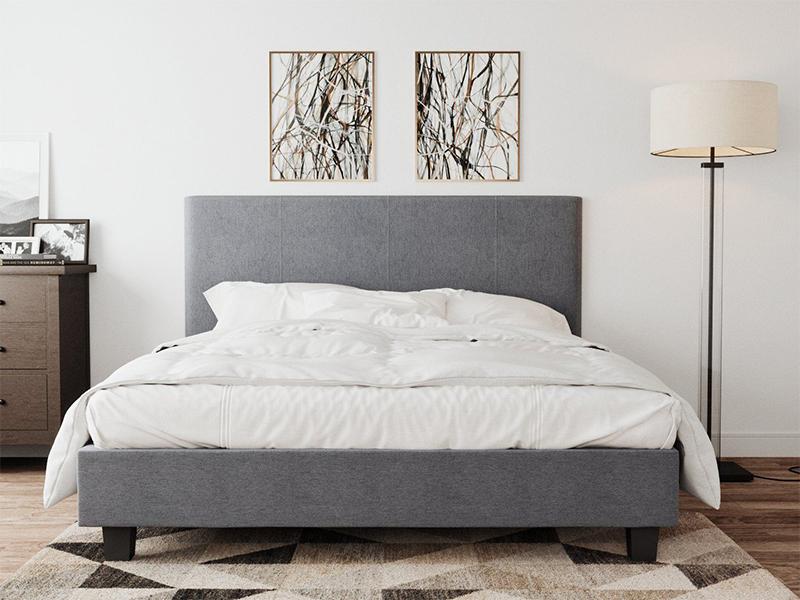 Palermo Fabric Bed Frame Grey Double - Bedzy Australia