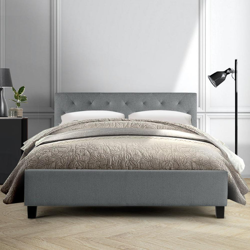 Preston Double Bed Frame Grey - Bedzy Australia