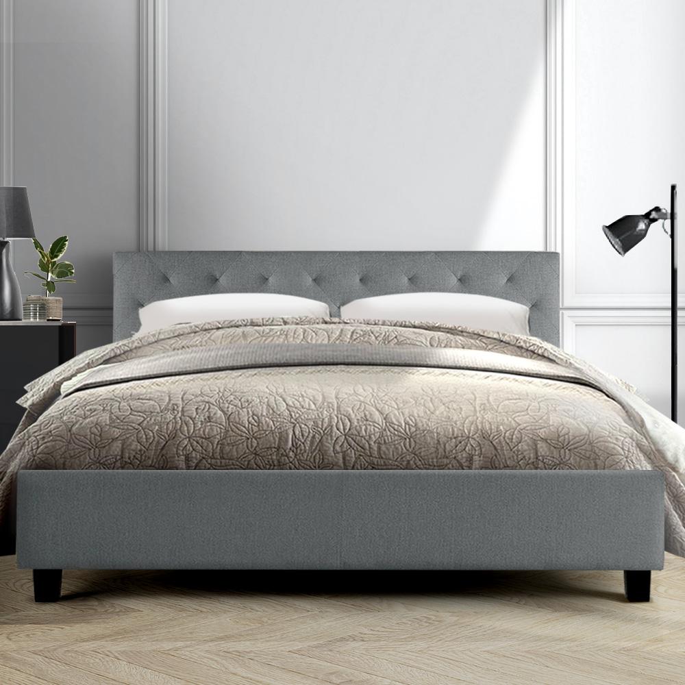 Preston King Bed Frame Grey - Bedzy Australia