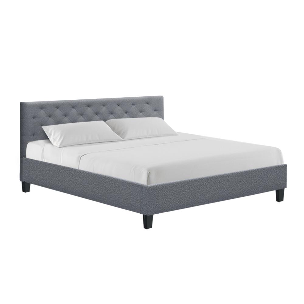 Preston King Bed Frame Grey - Bedzy Australia