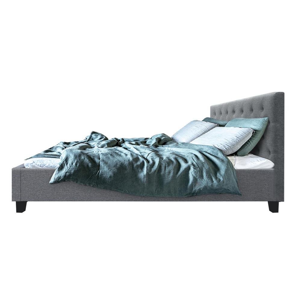 Preston King Bed Frame Grey - Bedzy Australia