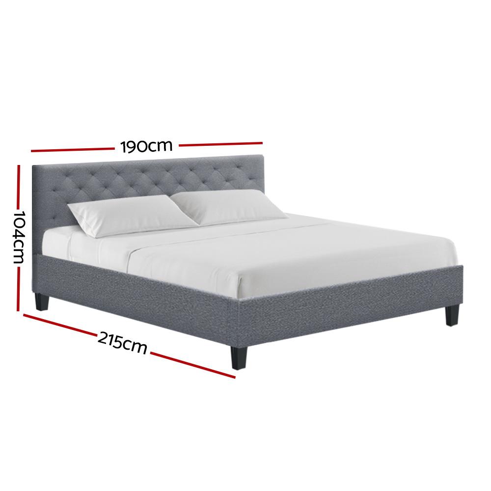 Preston King Bed Frame Grey - Bedzy Australia