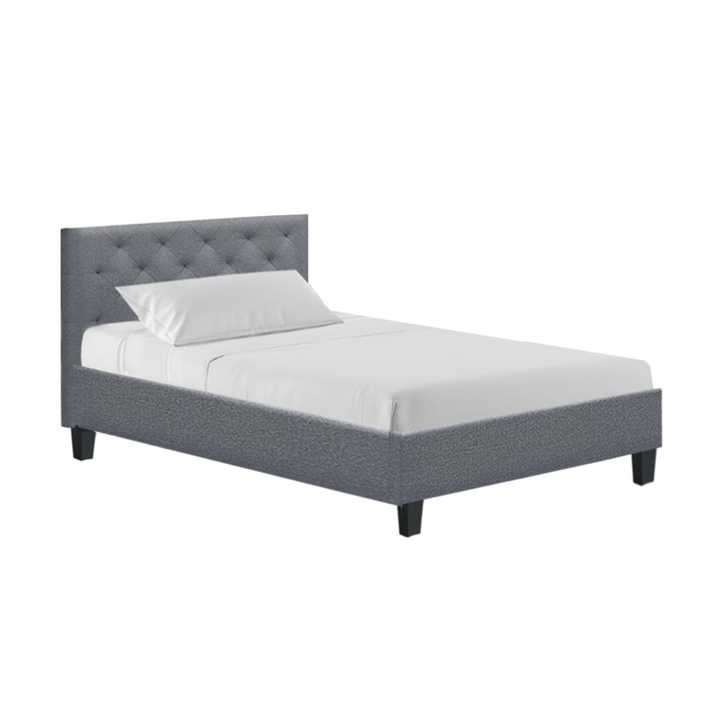 Preston King Single Bed Frame Grey - Bedzy Australia