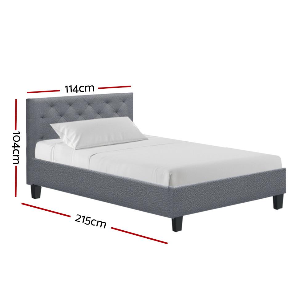 Preston King Single Bed Frame Grey - Bedzy Australia