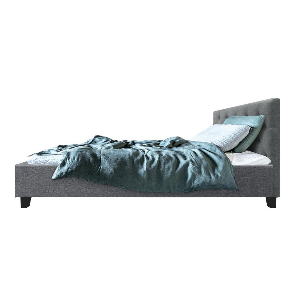 Preston King Single Bed Frame Grey - Bedzy Australia