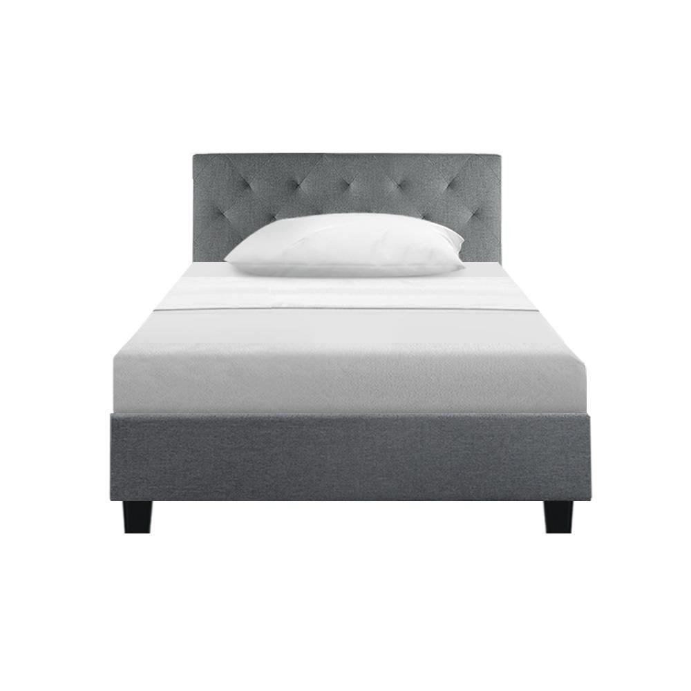 Preston King Single Bed Frame Grey - Bedzy Australia