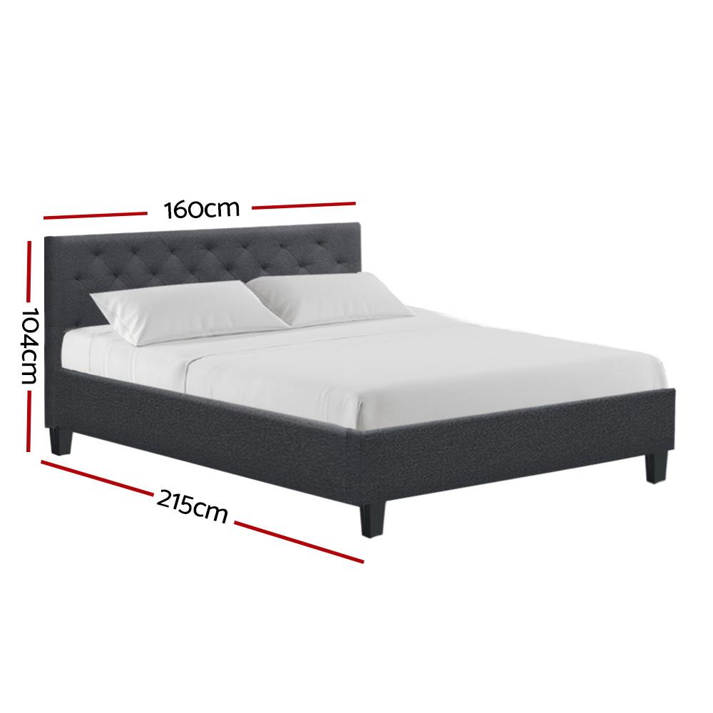 Preston Queen Bed Frame Charcoal - Bedzy Australia