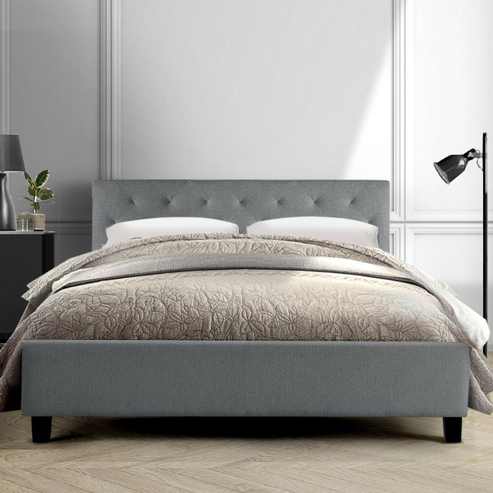 Preston Queen Bed Frame Grey - Bedzy Australia