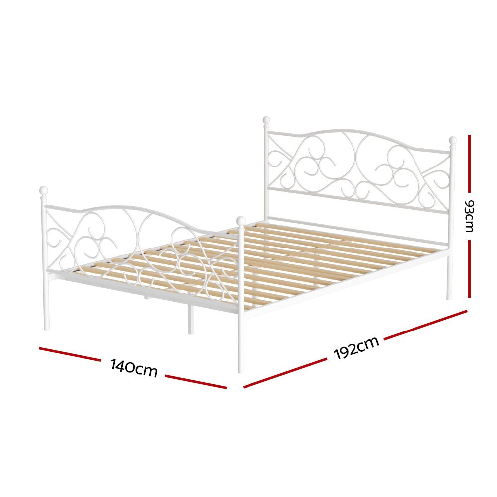 Provincial Style Double Bed Frame White - Furniture > Bedroom - Bedzy Australia