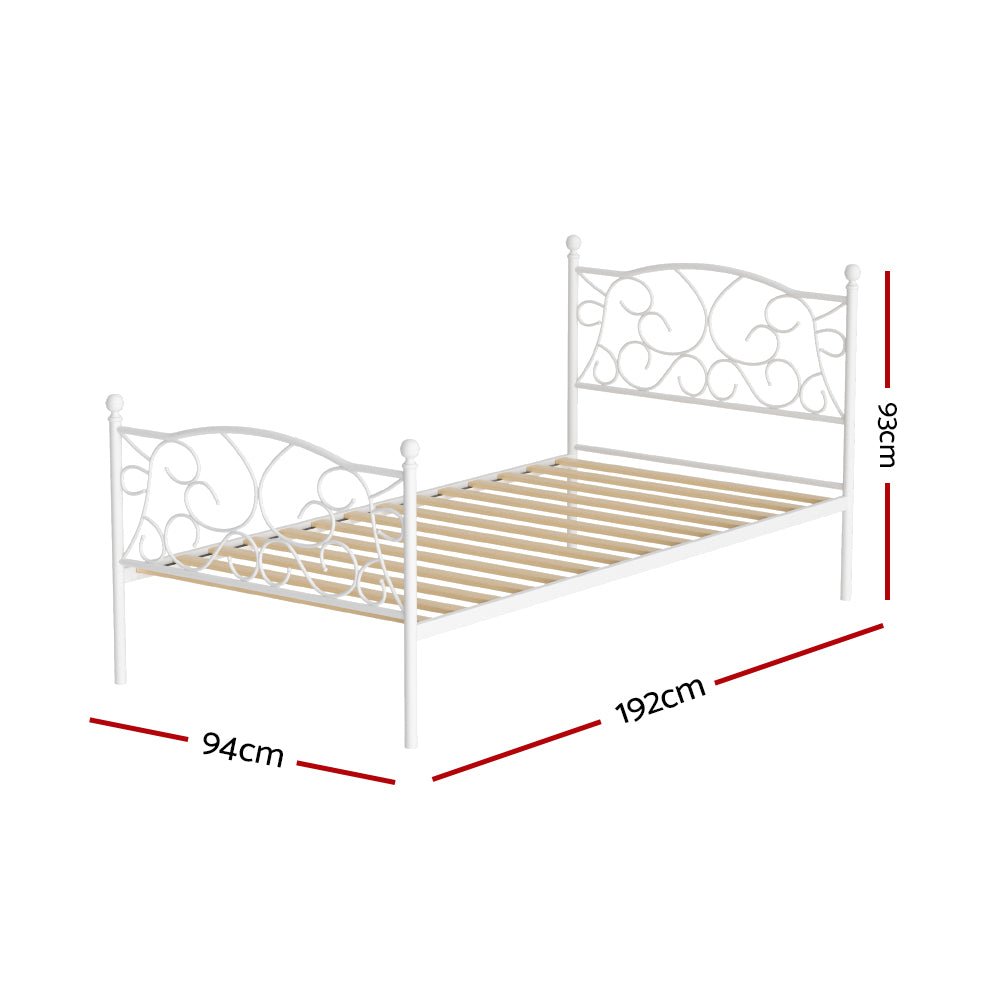 Provincial Style Single Bed Frame White - Furniture > Bedroom - Bedzy Australia