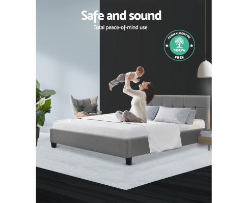 Queen Package | Agnes Bed Grey & Normay Pillow Top Mattress (Medium Firm) - Bedzy Australia