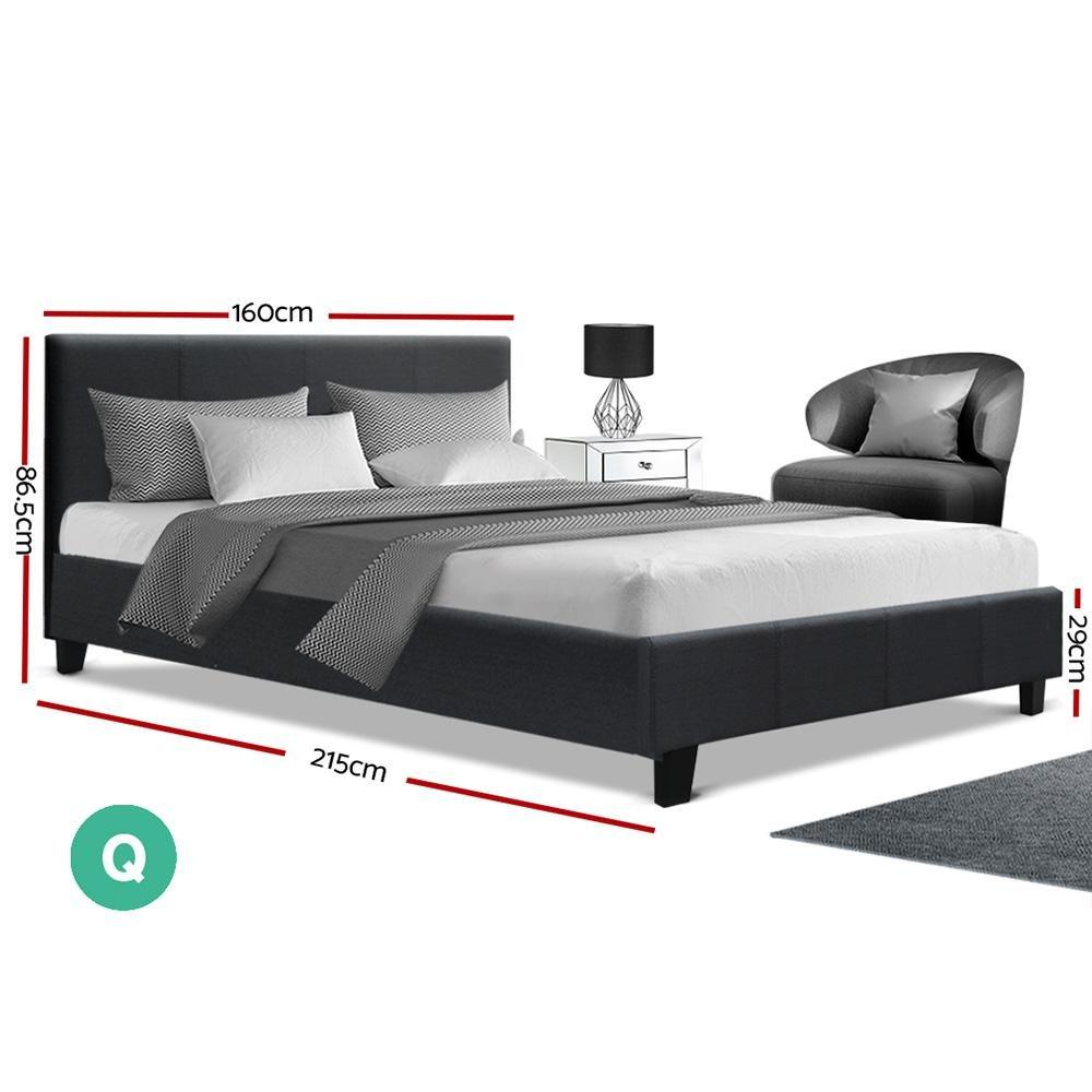 Queen Package | Coogee Bed Frame Charcoal & Bonita Euro Top Mattress (Medium Firm) - Bedzy Australia