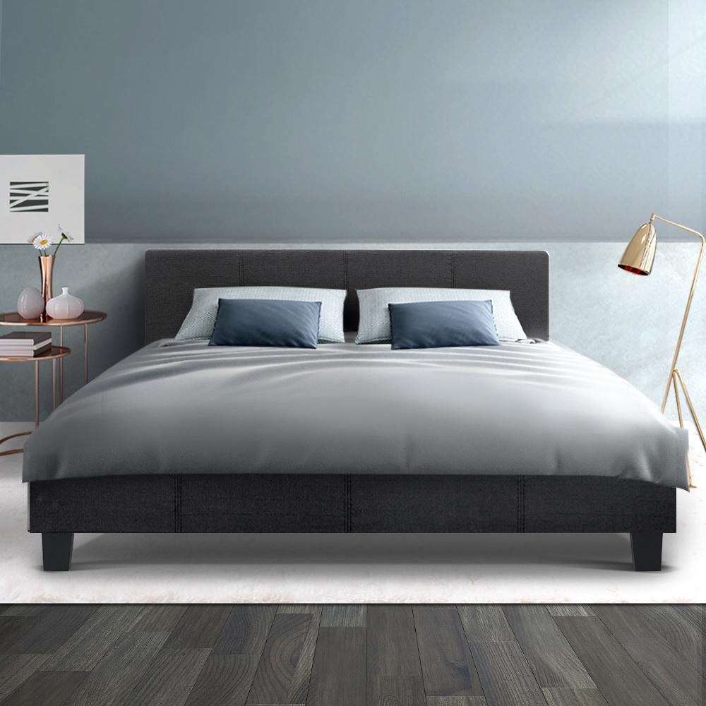 Queen Package | Coogee Bed Frame Charcoal & Bonita Euro Top Mattress (Medium Firm) - Bedzy Australia