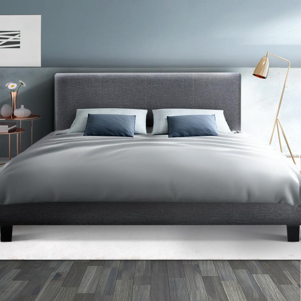 Queen Package | Coogee Bed Frame Grey & Bonita Euro Top Mattress (Medium Firm) - Bedzy Australia