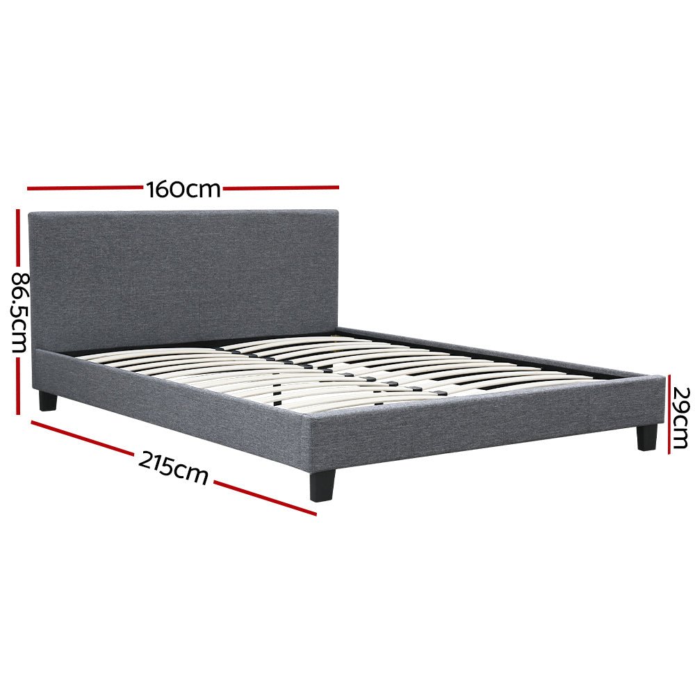 Queen Package | Coogee Bed Frame Grey & Bonita Euro Top Mattress (Medium Firm) - Bedzy Australia