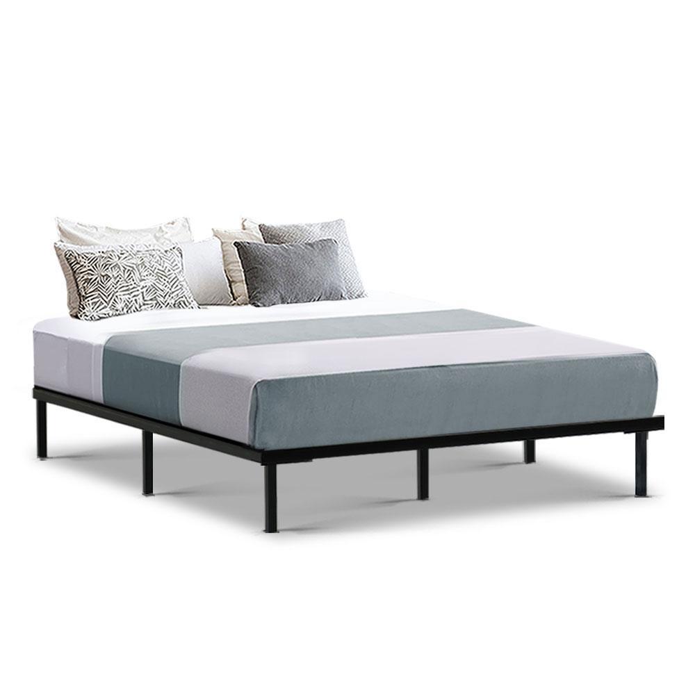 Queen Package | Ted Metal Bed Black & Glay Bonnell Spring Mattress (Medium Firm) - Bedzy Australia