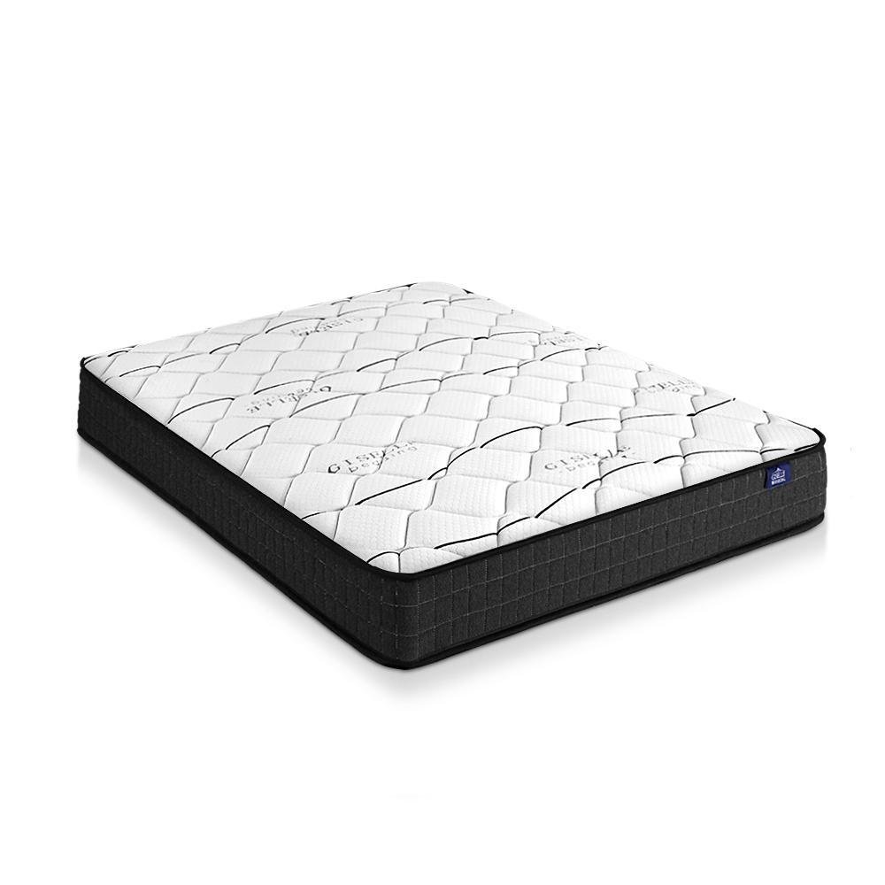 Queen Package | Ted Metal Bed Black & Glay Bonnell Spring Mattress (Medium Firm) - Bedzy Australia