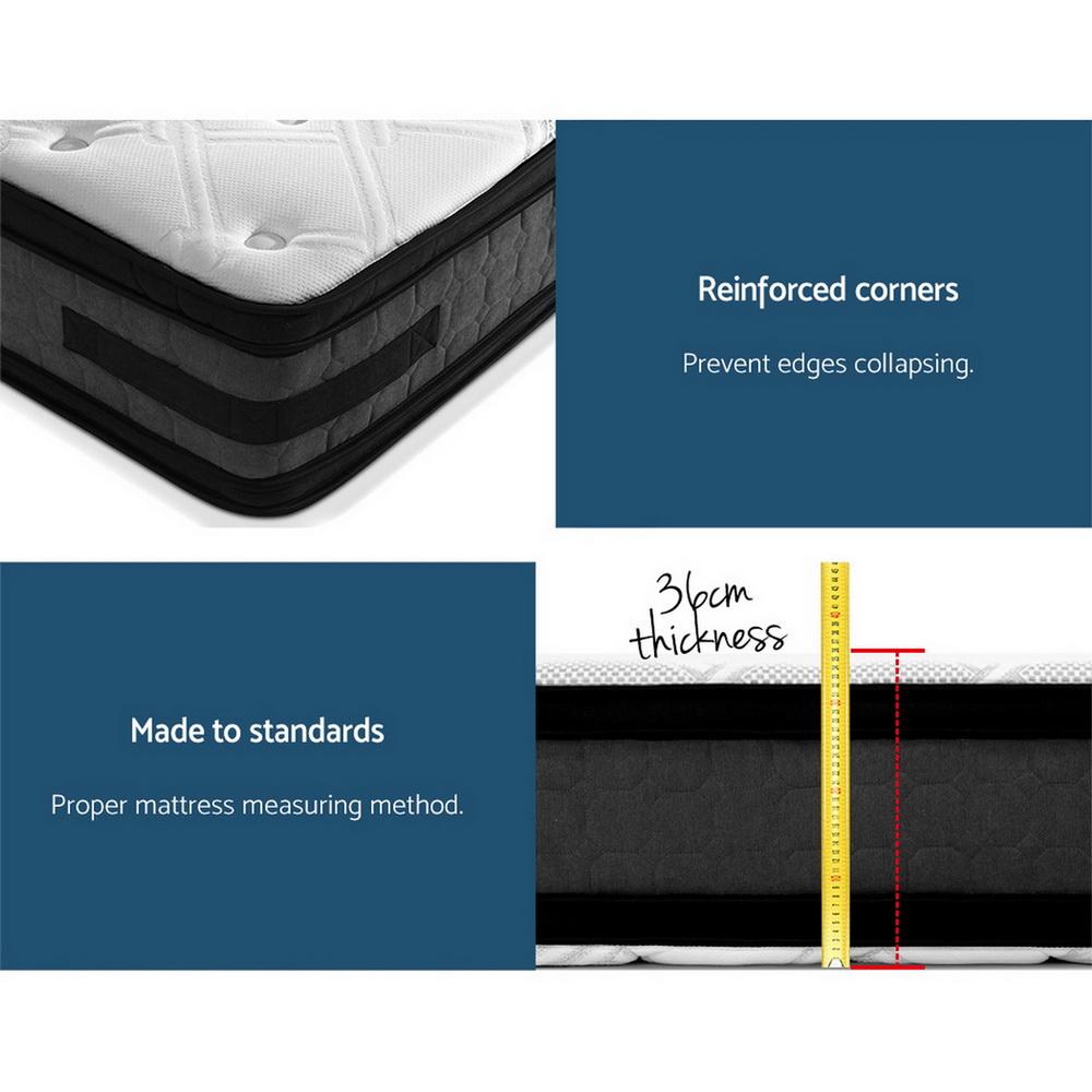 Queen Premium Package | Henley LED Storage Queen Bed Frame Black, Luna Series Euro Top Mattress (Medium Firm) & Bamboo Mattress Topper! - Bedzy Australia