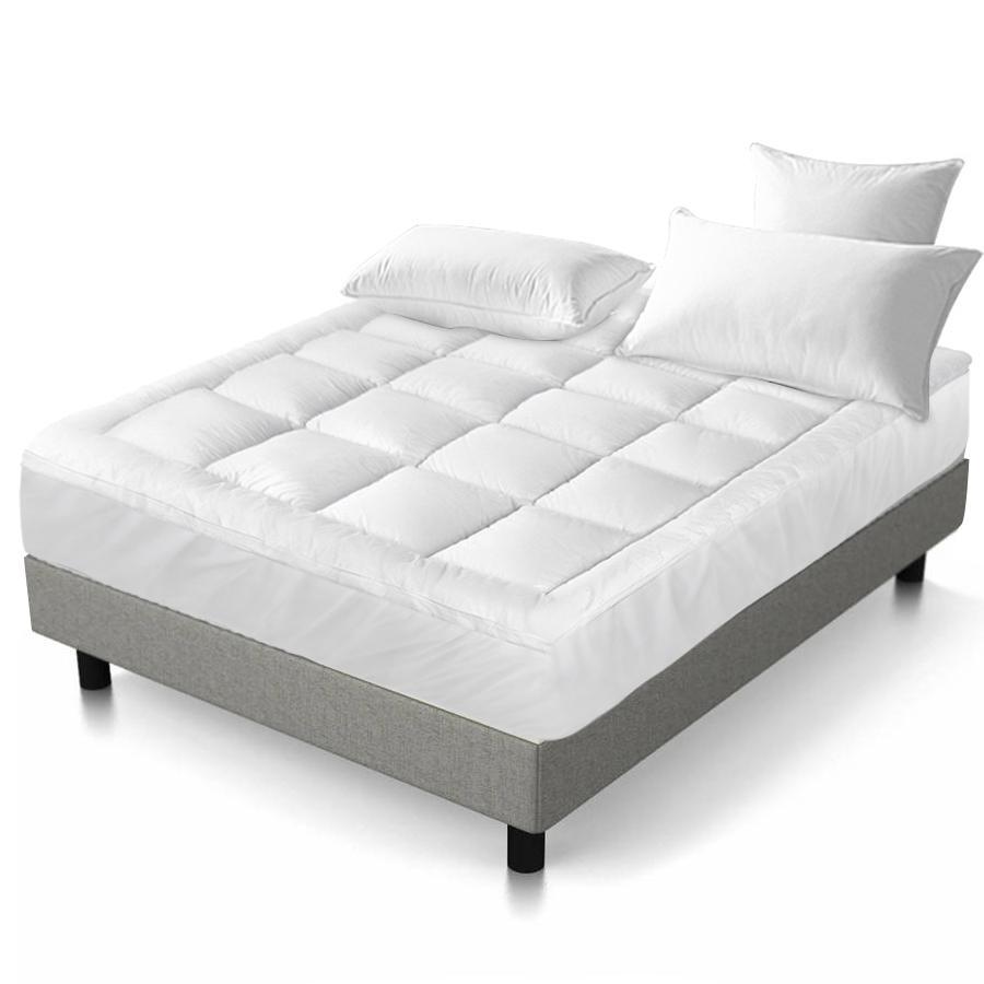 Queen Premium Package | Henley LED Storage Queen Bed Frame Grey, Luna Series Euro Top Mattress (Medium Firm) & Bamboo Mattress Topper! - Bedzy Australia