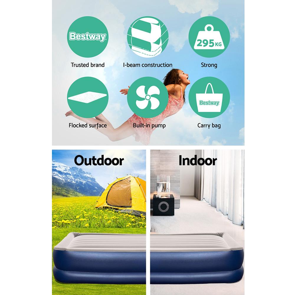 36 CM Thickness Air Bed Inflatable Mattress with Built-in Pump - Queen Size - Bedzy Australia