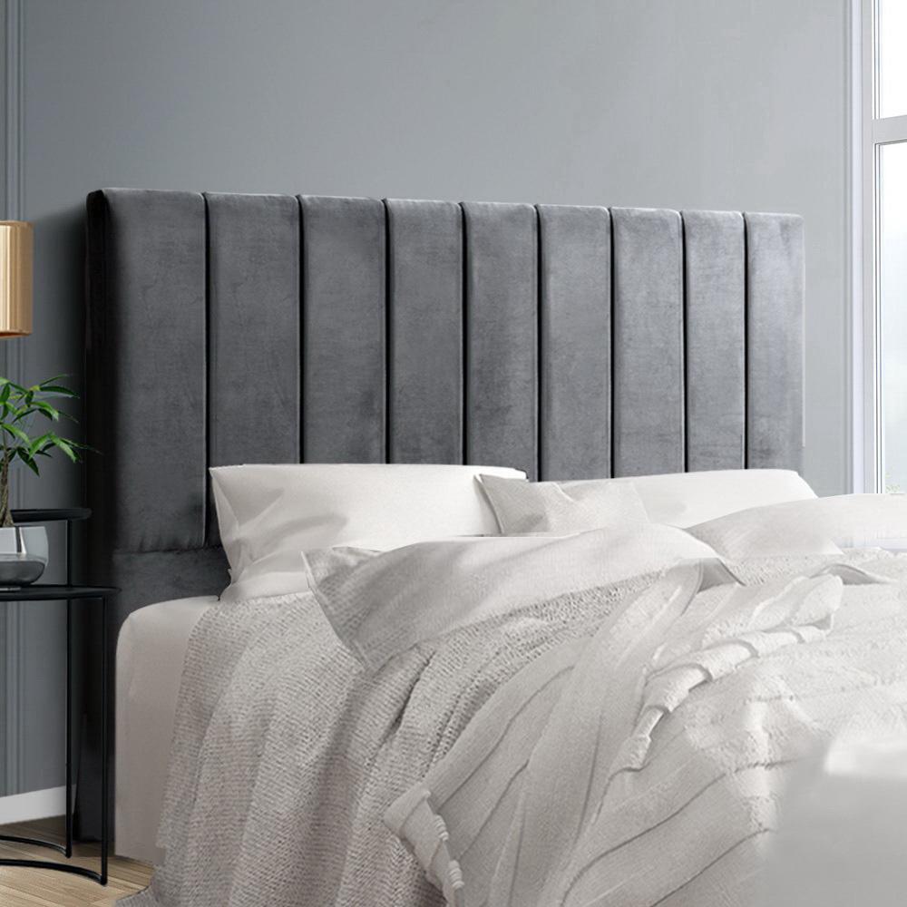 Queen Size | Fabric Bed Headboard - Grey - Bedzy Australia