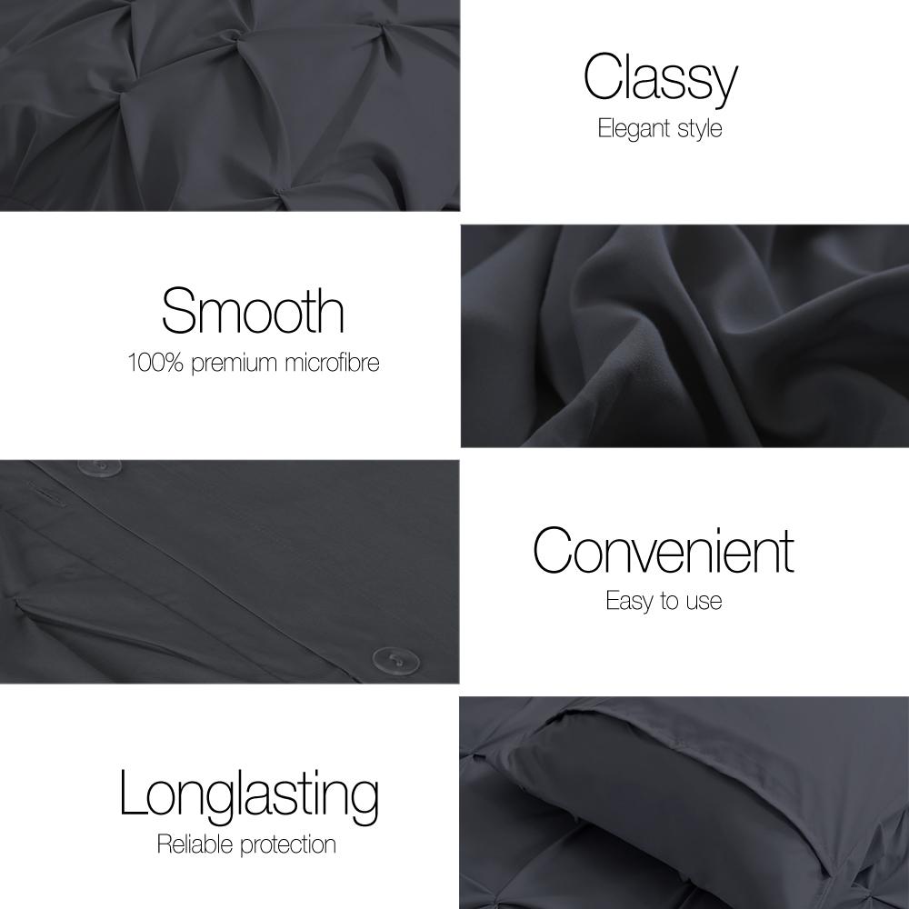 Queen Size Quilt Cover Set - Black - Bedzy Australia